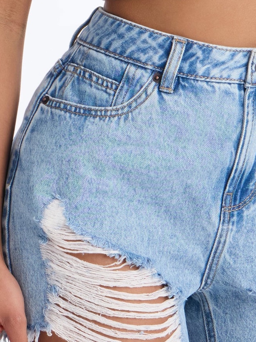 Thoroughfare Ripped Non Stretch Denim Shorts - 9 - Picture 4 of 6
